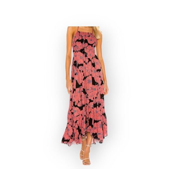 Free People Dresses & Skirts - Free People Heat Wave Smocked Boho Floral Sleeveless Dress Orange